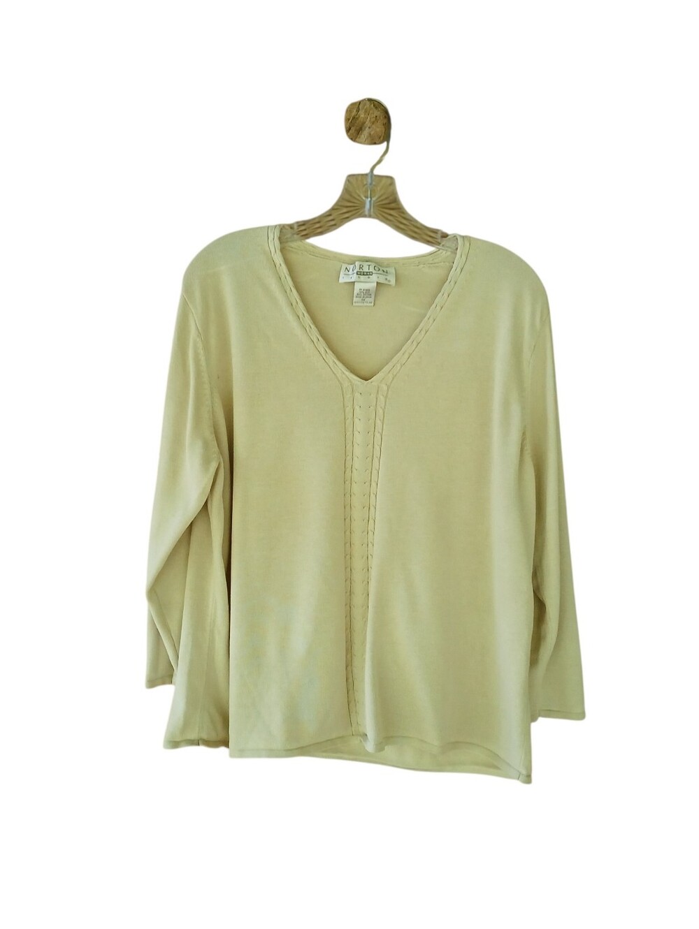 Norton Studio Cream V Neck Silk Blend Sweater Size 1X